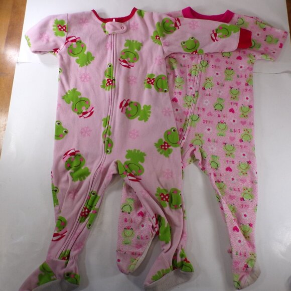 2 Pink Frog One Piece Zipper Sleepers for Baby 18 Months: Gerber & Just One You - Picture 1 of 11